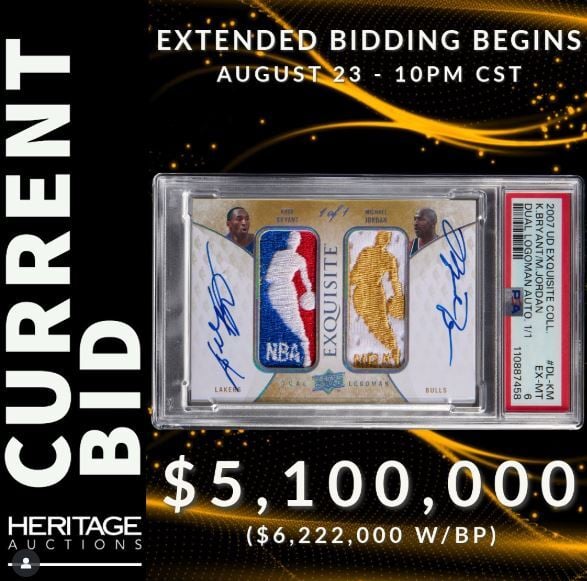 Jordan and Kobe 1/1 Signed Logoman is Now Most Valuable Basketball Card