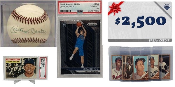 Win over 10k in prizes like a PSA 10 Prizm Luka Dončić Rookie, Mickey Mantle Signed Baseball, Over $4,000 in Break Credit and MORE in Our SPRING BREAKS Event!