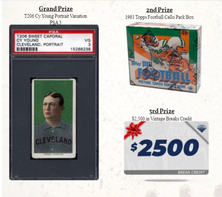 Win a Cy Young T-206, Zion Auto, and Over $8,000 in Break Credit in our September Event