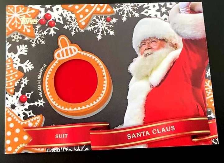 Santa Claus Suit Relic Cards in 2021 Topps Holiday for Christmas Joy