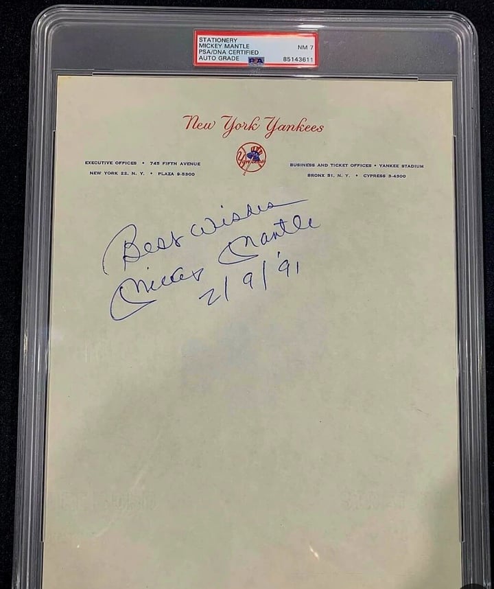 Dated Mickey Mantle Autograph Adds Both Provenance and Mystery