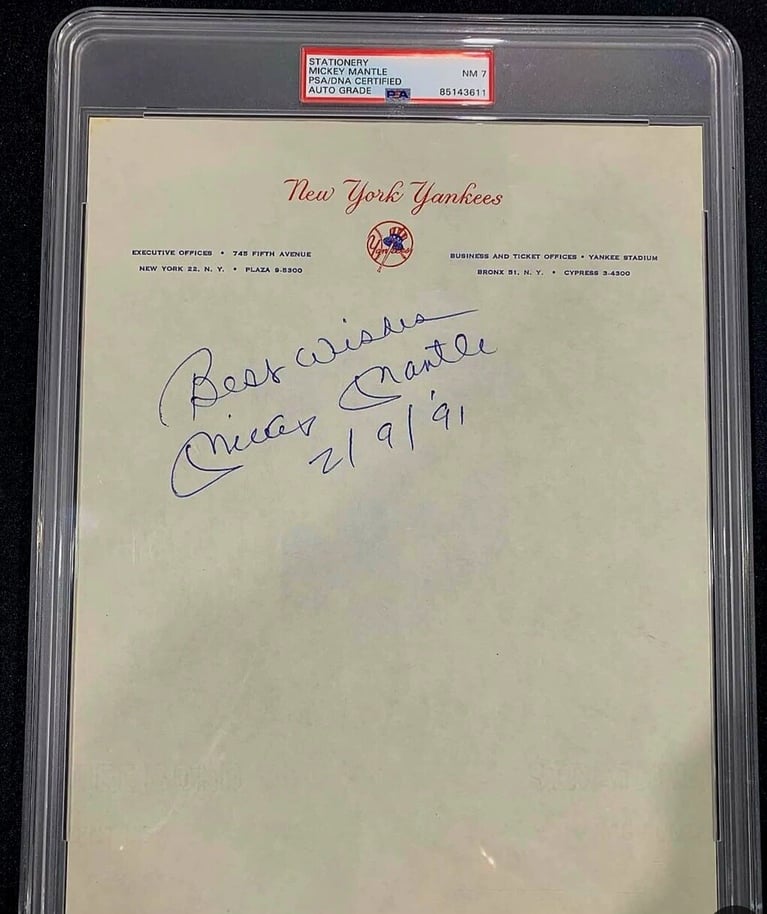 Dated Mickey Mantle Autograph Adds Both Provenance and Mystery