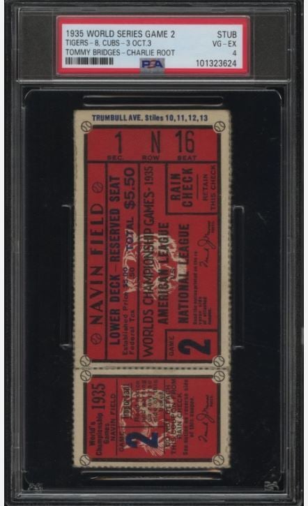 1935 World Series Cubs and Tigers Ticket for Sale with Just Collect