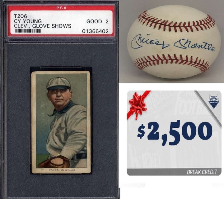 Win a T-206 Cy Young, Mickey Mantle Signed Baseball, Over $3,000 Break Credit and More in Our GOLD EDITION EVENT