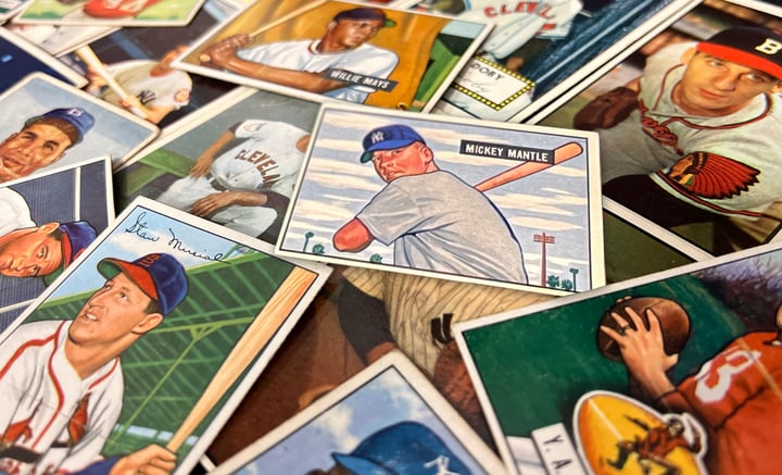 1951 Bowman Mickey Mantle Rookie Highlights Box of Old Junk Collection