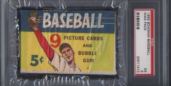 1955 Bowman Baseball 5-Cent Unopened Wax Pack PSA 5